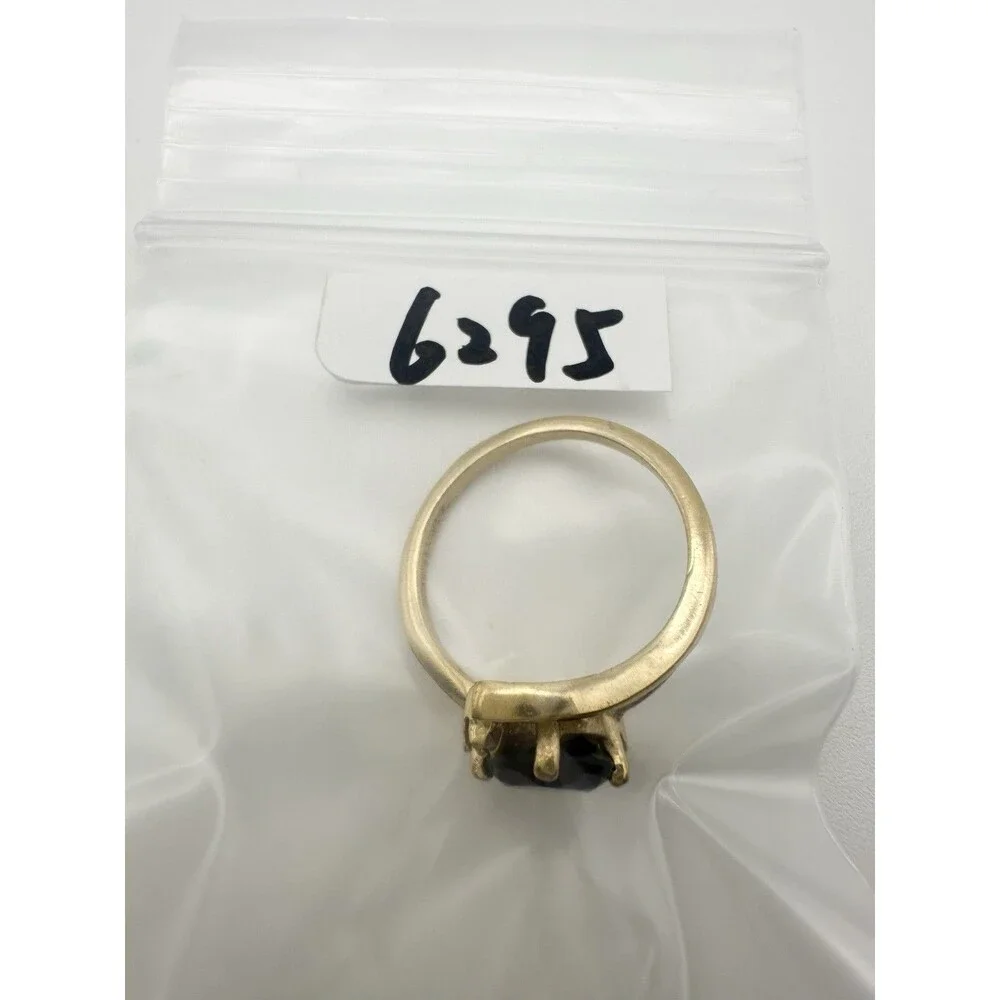 Lind Ring 24K HGE Garnet and Diamond Gold Electroplate Size 7.25